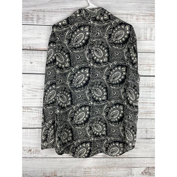 Vintage Diane Von Furstenberg Color Authority Black Paisley Button Down Shirt L - Picture 2 of 7